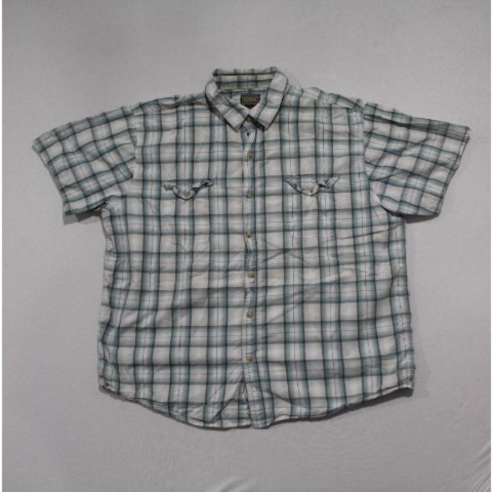C.E. Schmidt Button Down Shirt Women 2X Blue Excellent Plaid Workwear Pocket
